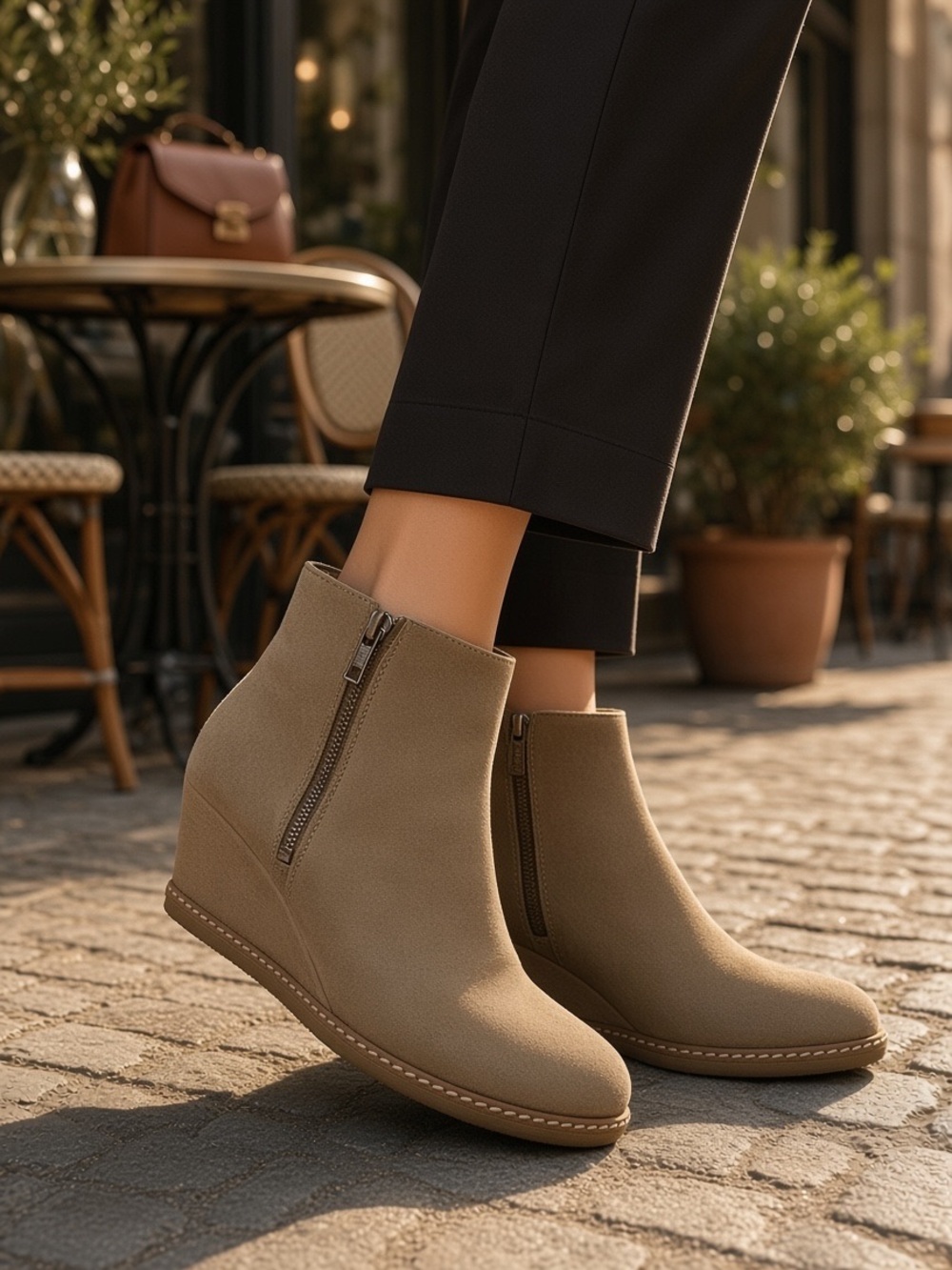 J. Crew MacAlister zip faded chino suede wedge 9